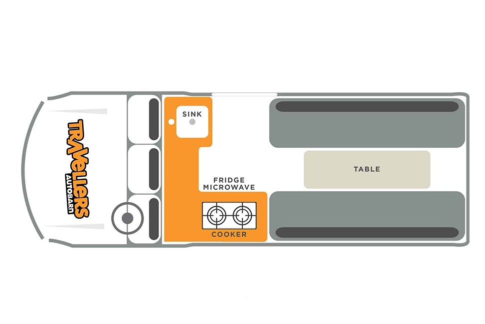 Travellers Autobarn Kuga Campervan-day-layout